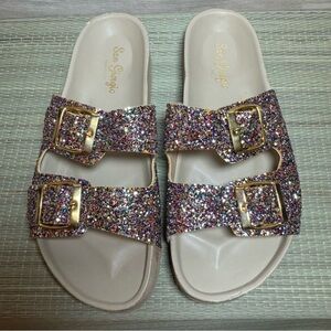 San Giorgio sandals/slides sz 7 multicolor glitter Made in Italy